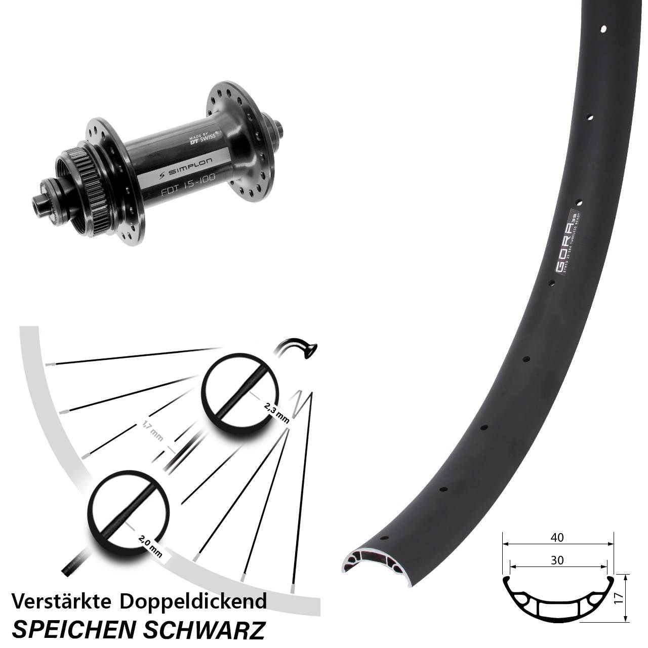 27,5 Zoll Gora 35 DT Swiss 370 Disc Laufrad QR