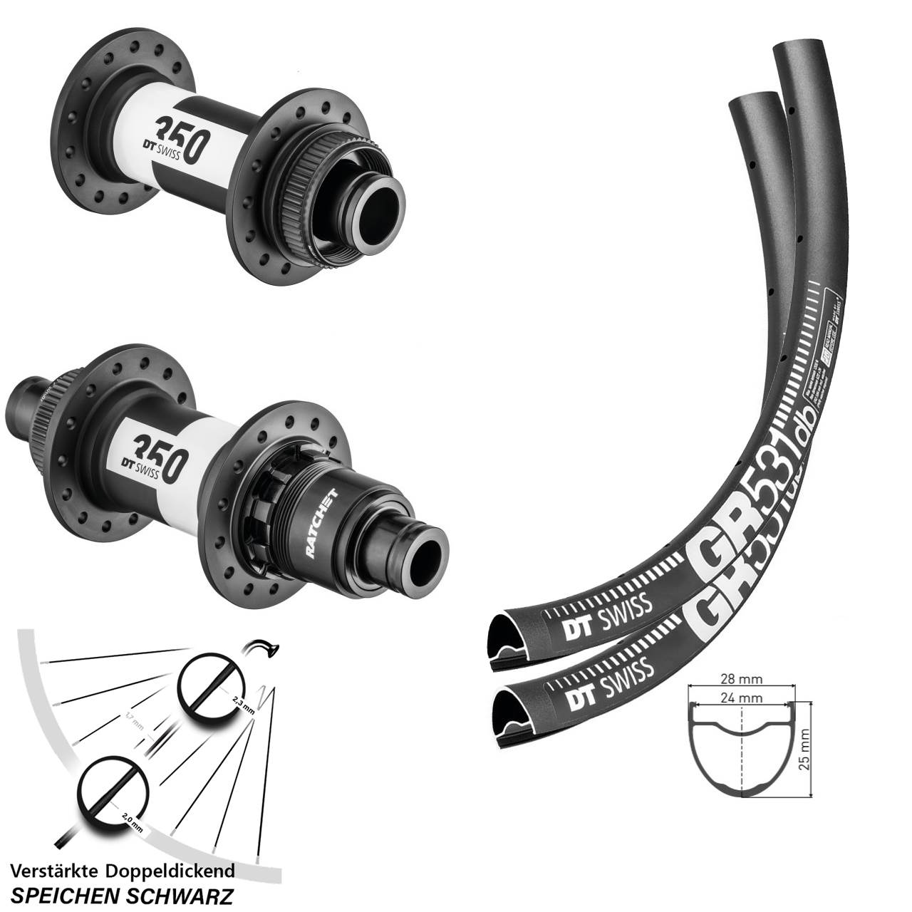 Laufradsatz Centerlock 15x110 12x148 27,5 Zoll DT Swiss GR531 350 XD