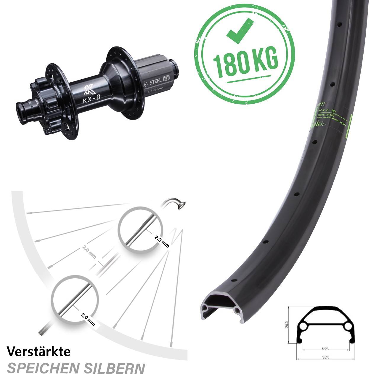 27,5 Zoll KX Evo KX-BS Disc Hinterrad 12x148 8-12 fach