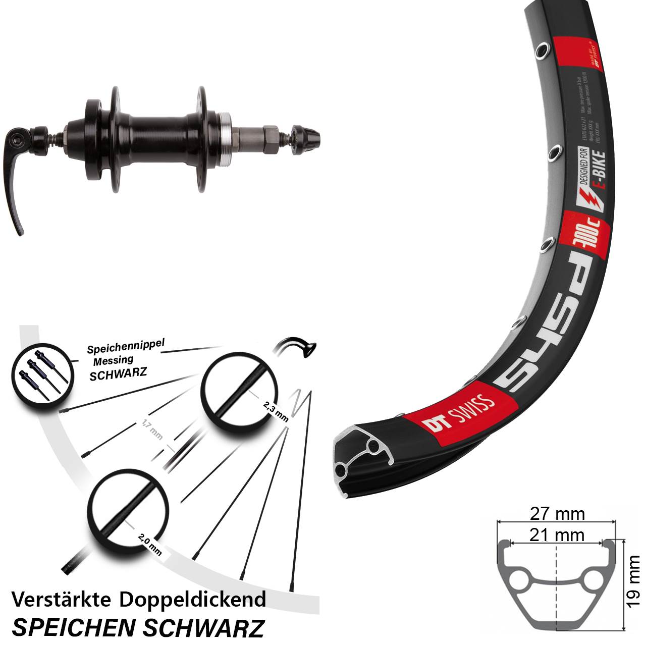 28 Zoll DT Swiss 545d Novatec Hinterrad 6-Loch QR Schraubkranz