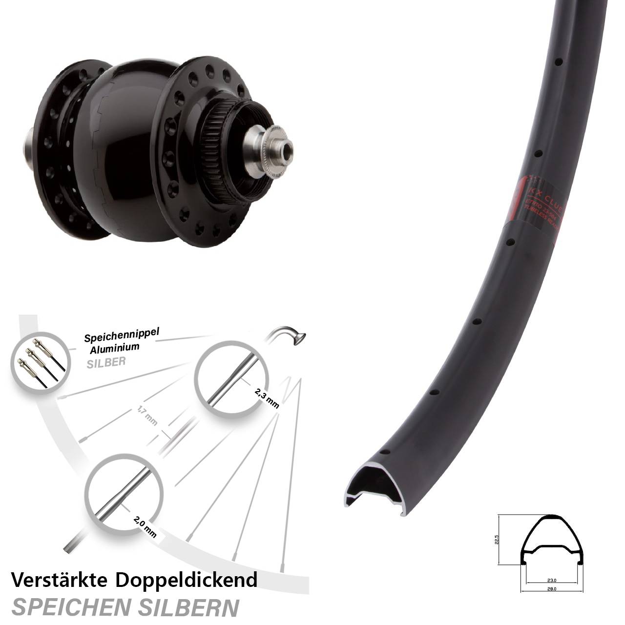 Disc Laufrad mit Nabendynamo QR 28 Zoll KX Clue SON delux