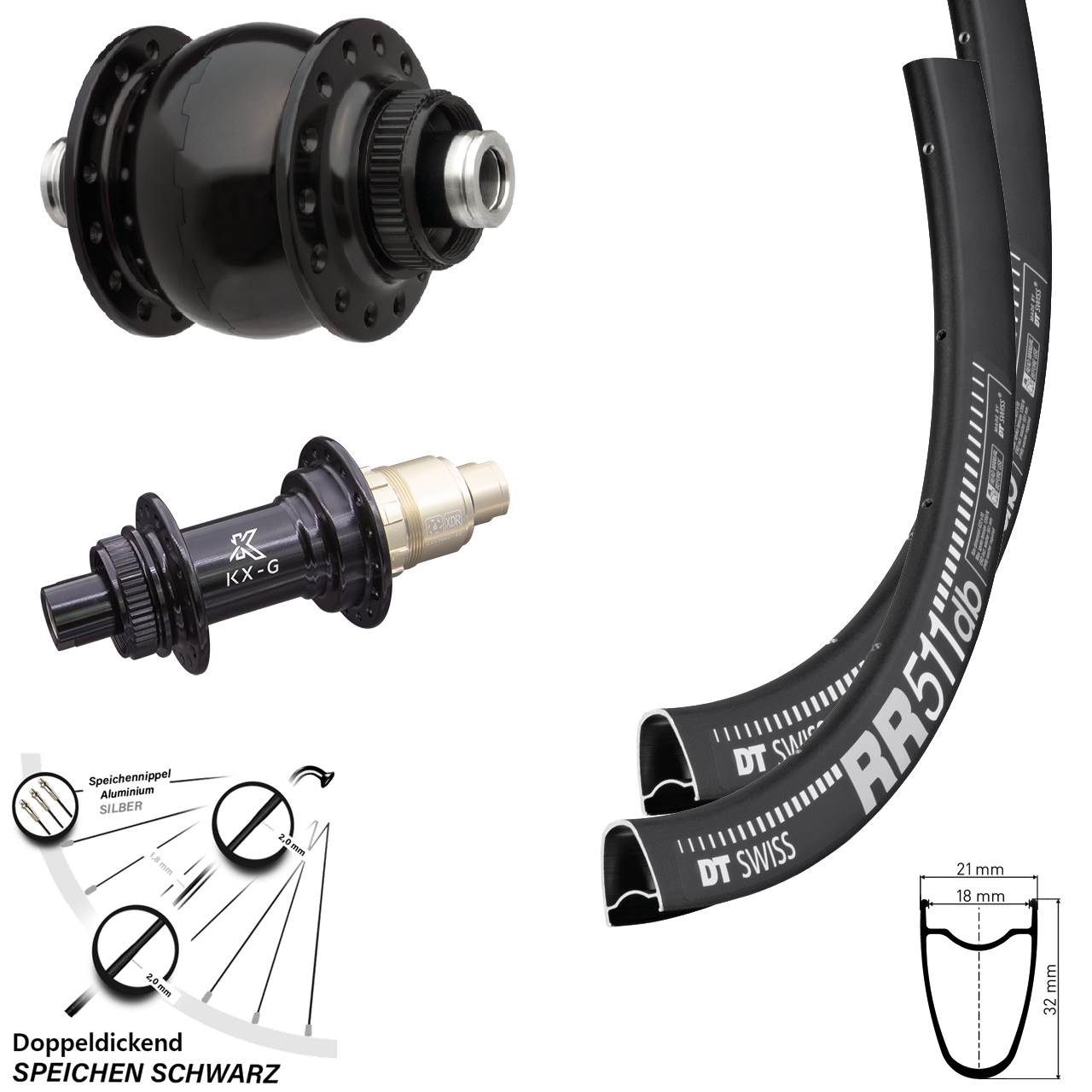 DT Swiss RR 511 KX-G SON 28 Zoll Disc Laufradsatz 12x100/142 XDR 11-12 fach