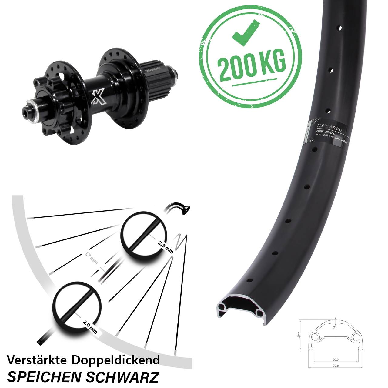 29 Zoll KX-M Heavy Duty Cargo Disc Hinterrad für Schnellspanner Shimano Micro Spline