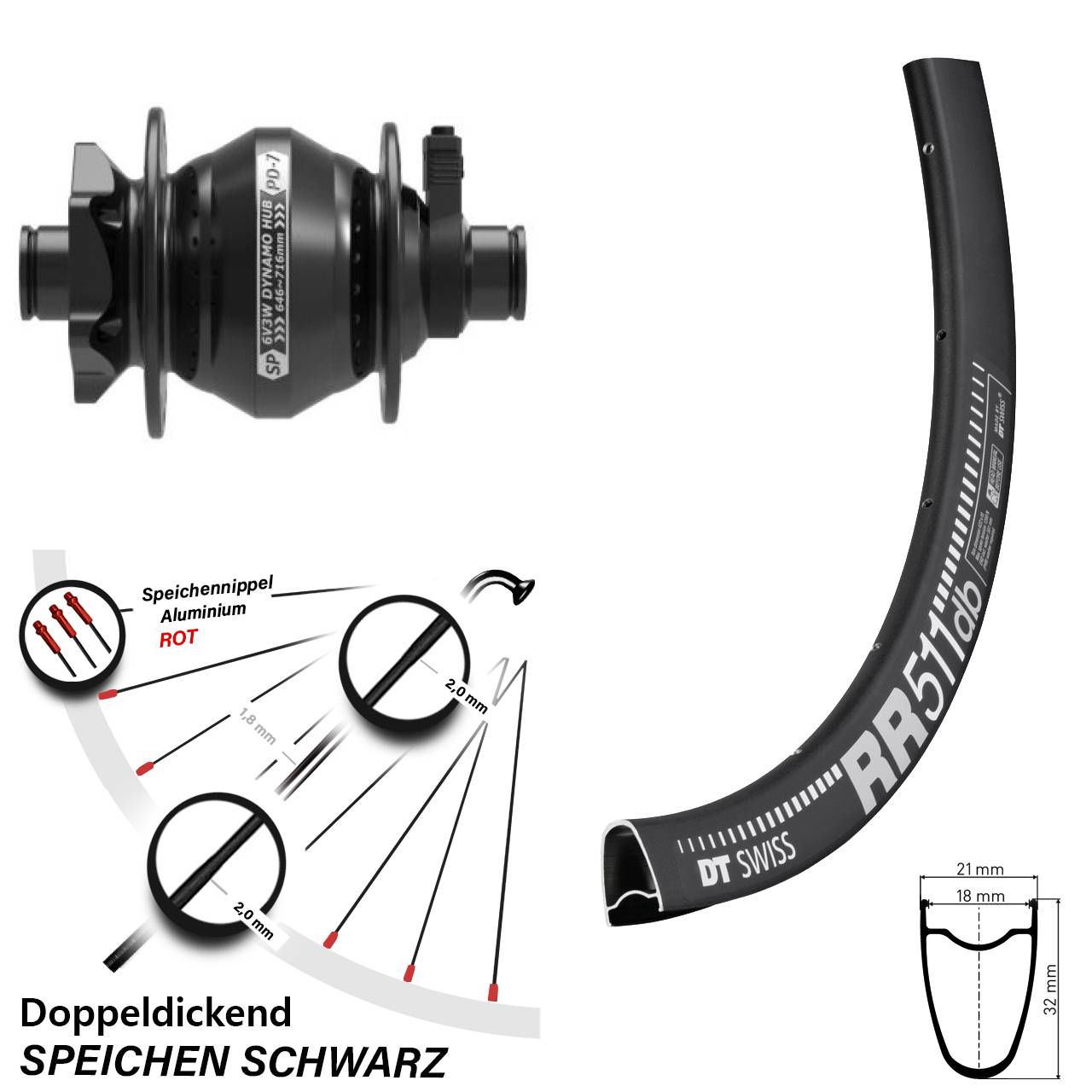 Disc Vorderrad 28 Zoll DT Swiss RR511 Shutter Precision PD-7 12x100