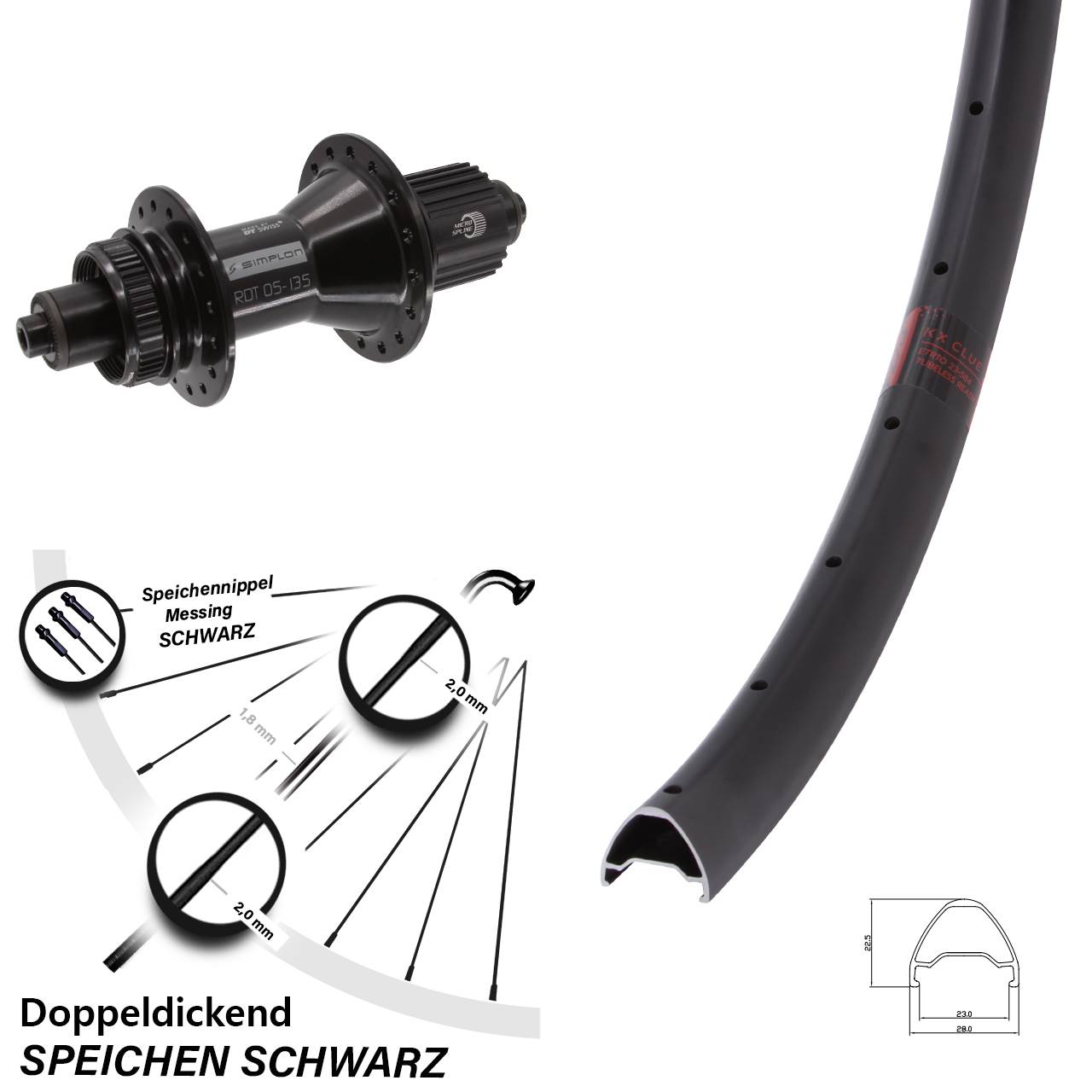 KX Clue DT Swiss 370 Hybrid 650B Disc Hinterrad für Schnellspanner Shimano Micro Spline