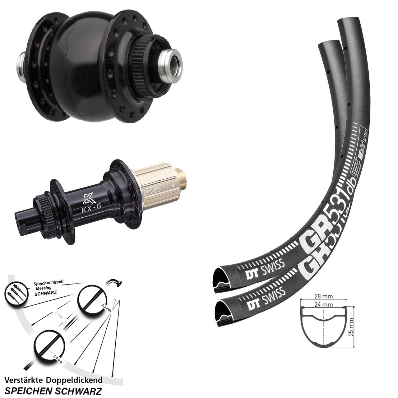 Laufradsatz Centerlock 12x100/142 27,5 Zoll DT Swiss GR 531 KX-G SONdelux 8-12 fach HG