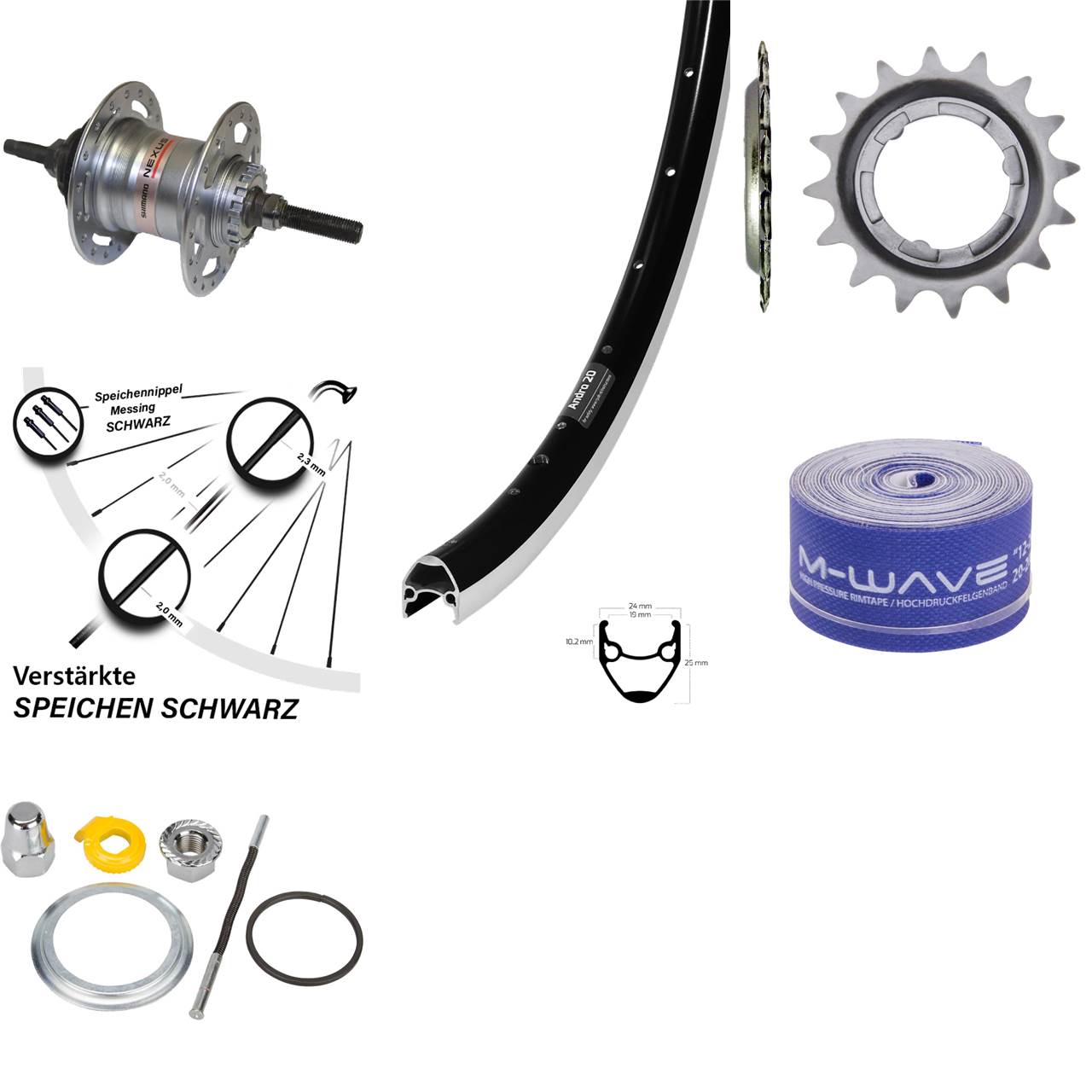 Ryde Hinterrad 28 Zoll Andra 20 Shimano 3 Gang