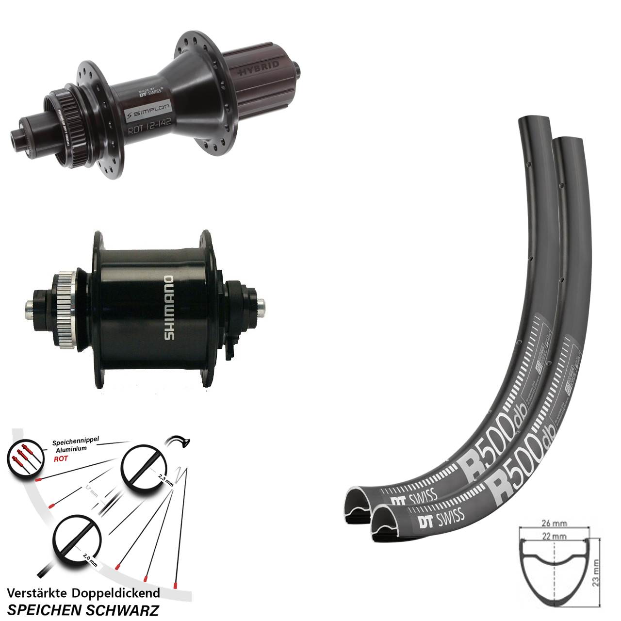 DT Swiss R500-370 Hybrid DH-UR700 29 Zoll Disc Laufrad-Satz QR 8-11 fach HG