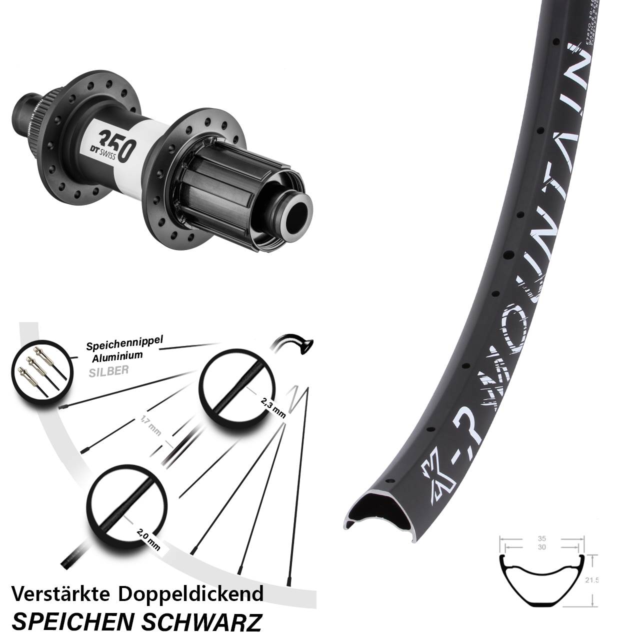 KX-R Mountain DT Swiss 350 29 Zoll Centerlock Hinterrad 12x148 Boost 8-11 fach
