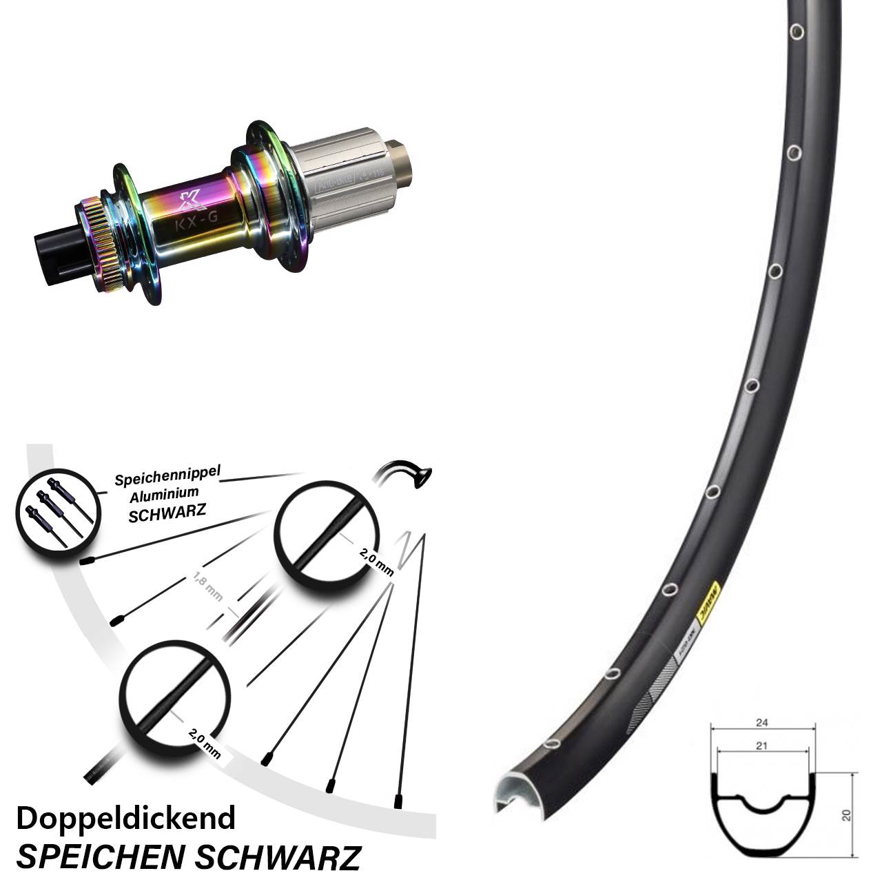 28 Zoll Hinterrad Mavic XC621 KX-G 8-12 fach 12x142