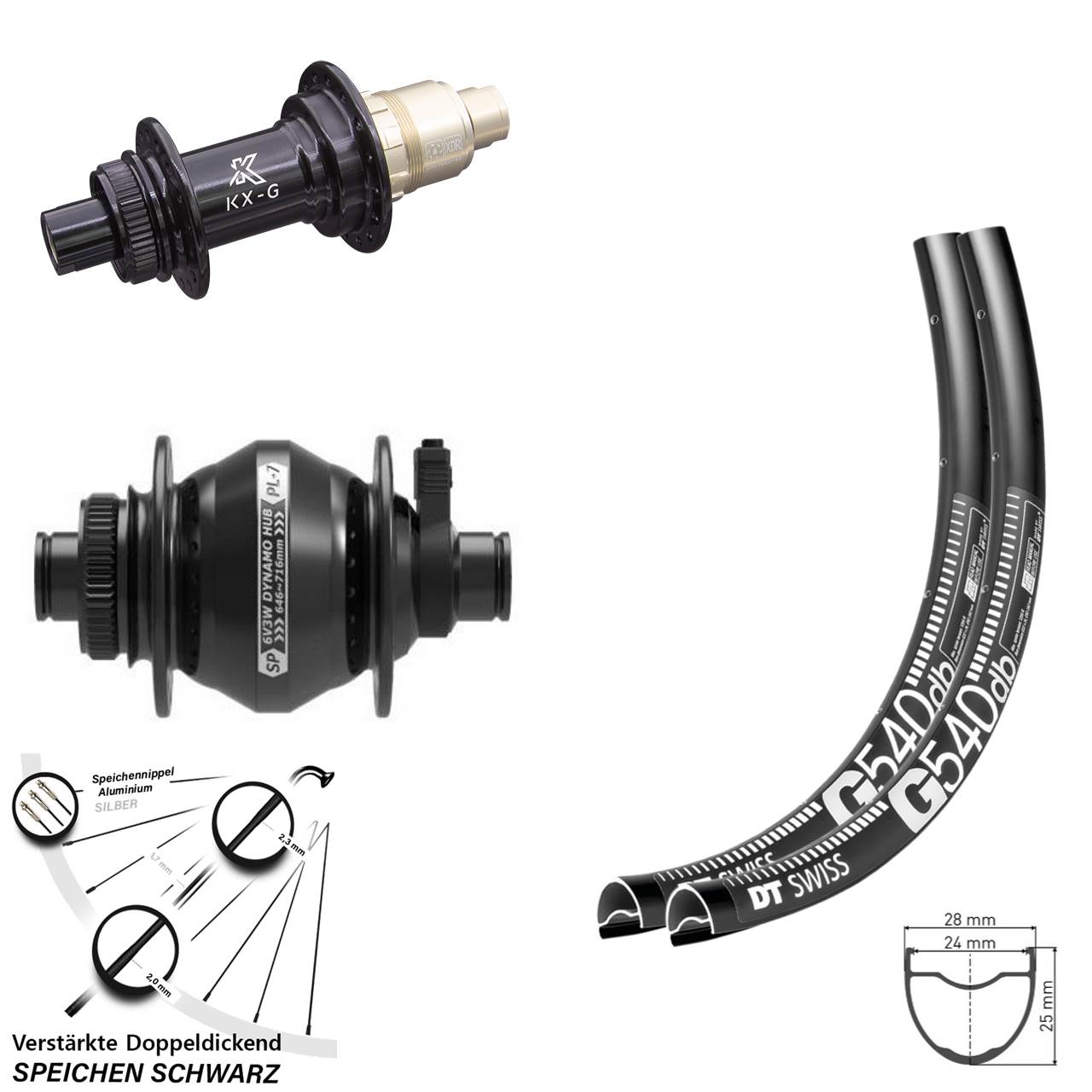 28 Zoll DT Swiss G540 KX-G Shutter Precision PL-7 Disc Laufradsatz 12x100/142 SRAM XDR