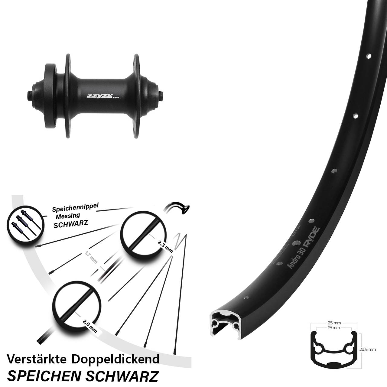 Disc Vorderrad QR 28-29 Zoll Ryde Andra 30 Formula DC-21