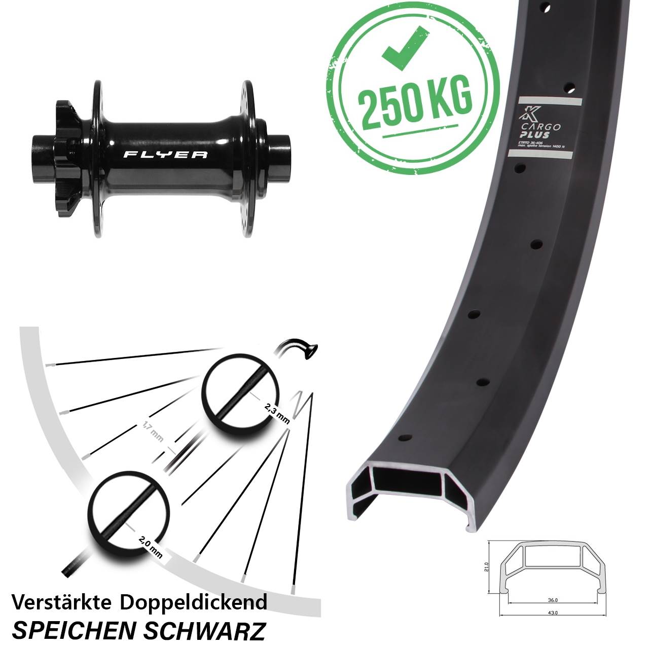 26 Zoll KX Cargo Plus Formula DC711 Disc Laufrad 15x110 Boost