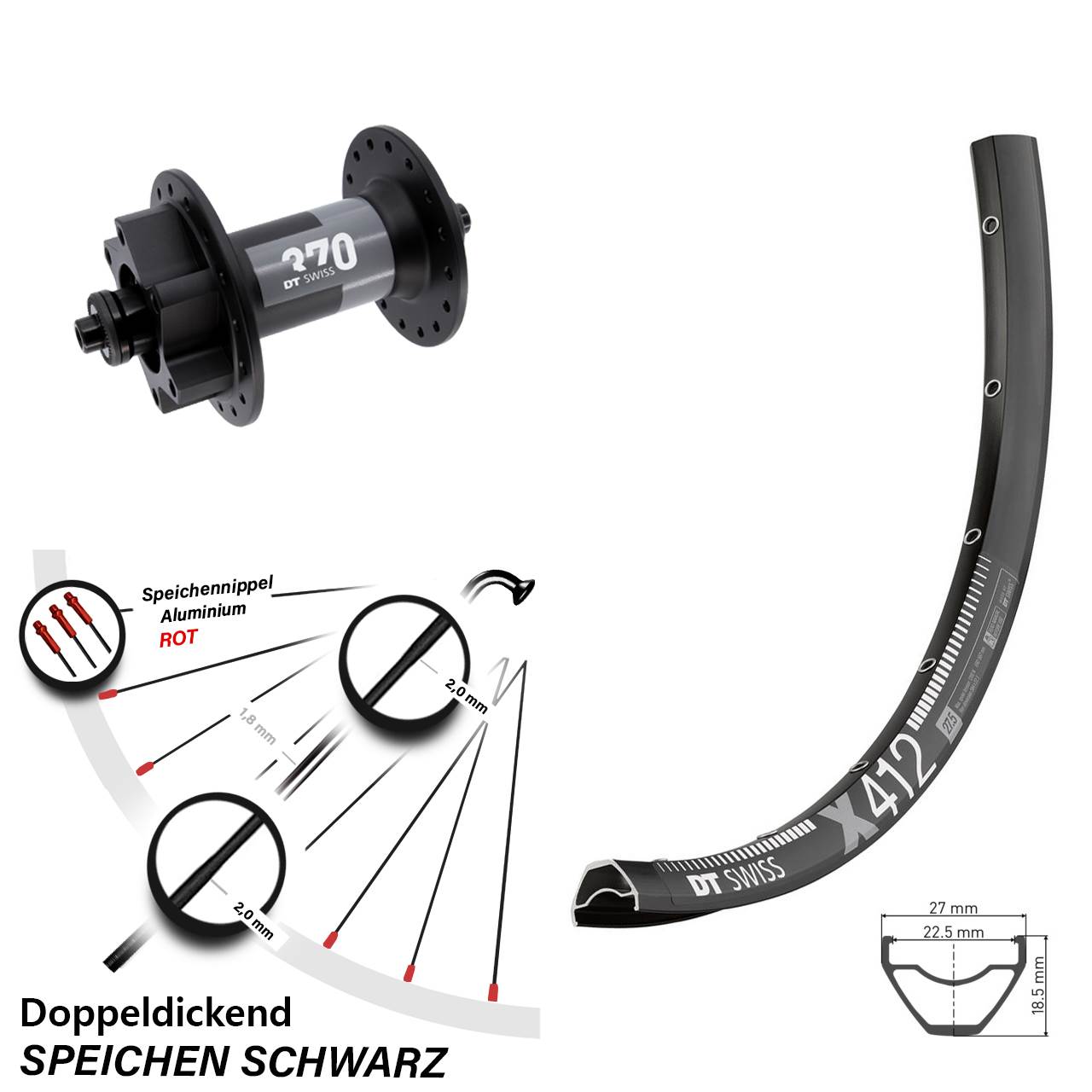 Vorderrad 29 Zoll DT Swiss X 412-370 6-Loch QR