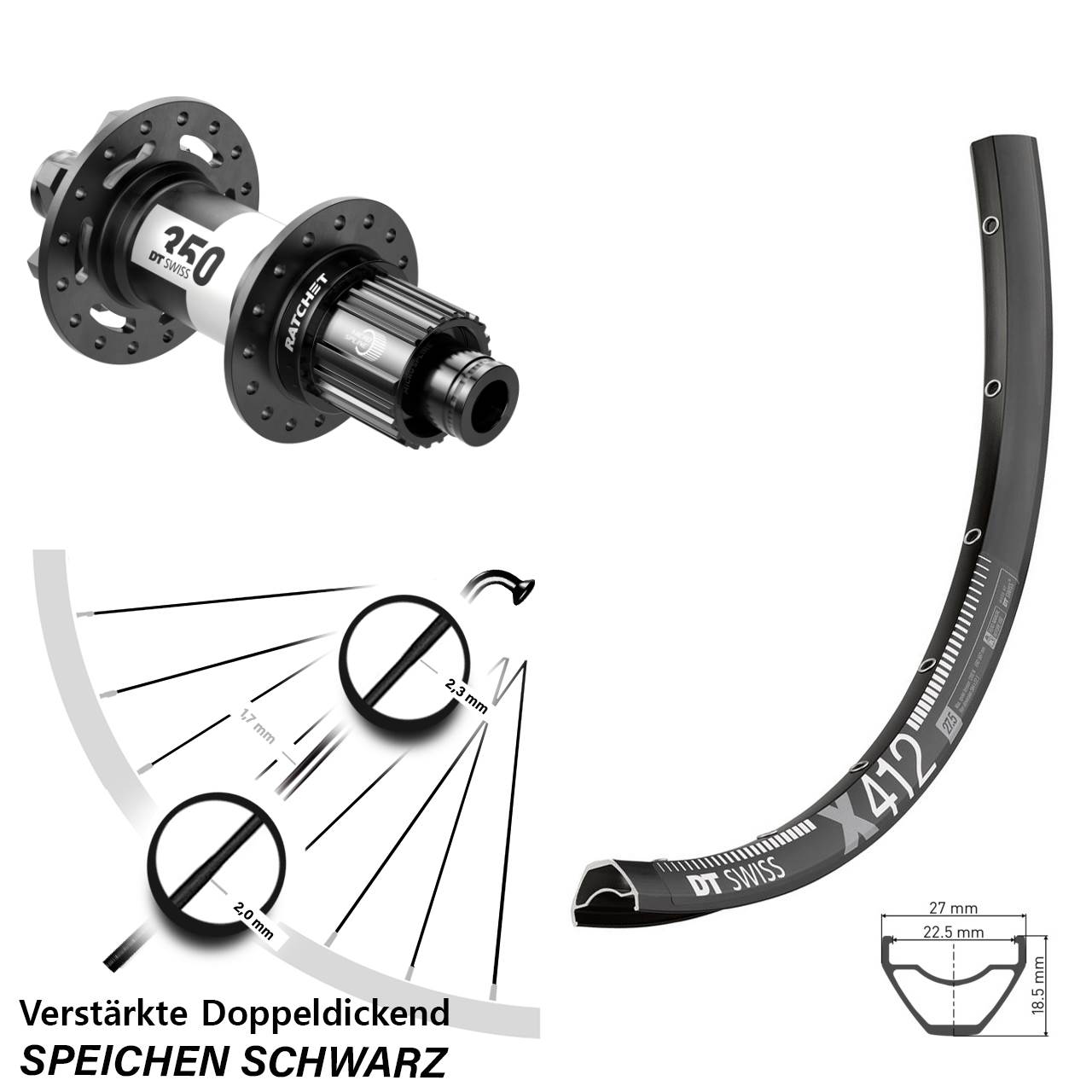 Disc Hinterrad 12x148 29 Zoll DT Swiss X412-350 Micro Spline