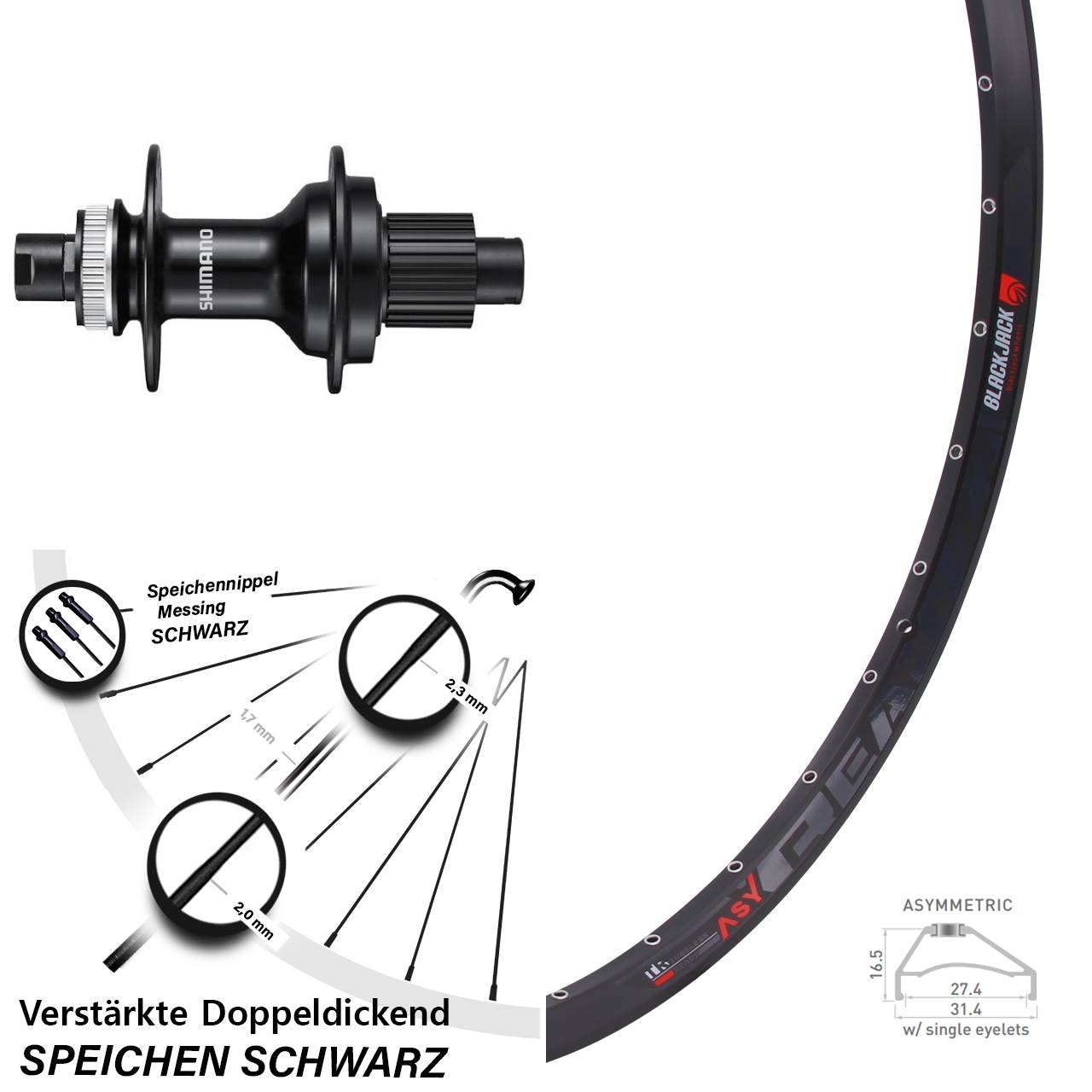 Hinterrad Centerlock 27,5 Zoll Rodi Ready 27 Shimano FH-MT510 Micro Spline 12x142