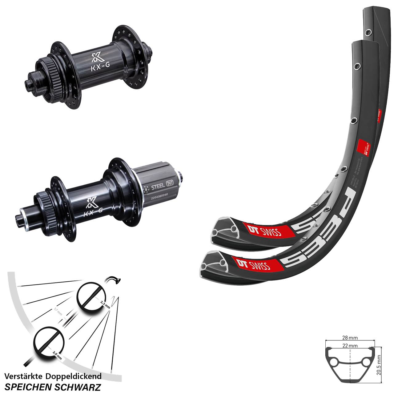 DT Swiss 533 Disc-Laufradsatz 28-29 Zoll KX-GS Centerlock für Schnellspanner