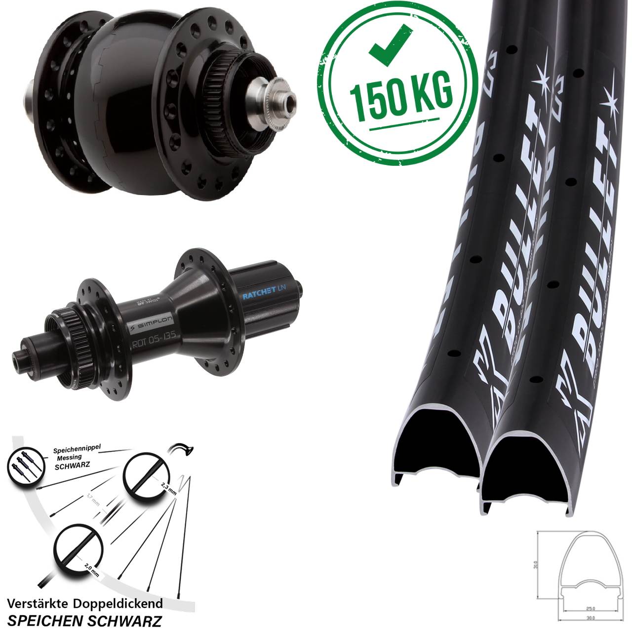 29 Zoll KX Bullet OS DT Swiss 370 Hybrid SONdelux Laufradsatz Centerlock QR 8-11 fach HG