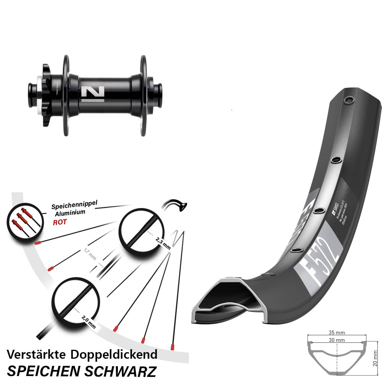 Vorderrad 6-Loch 27,5 Zoll DT Swiss F 572 Novatec D041SB 15x110 Boost