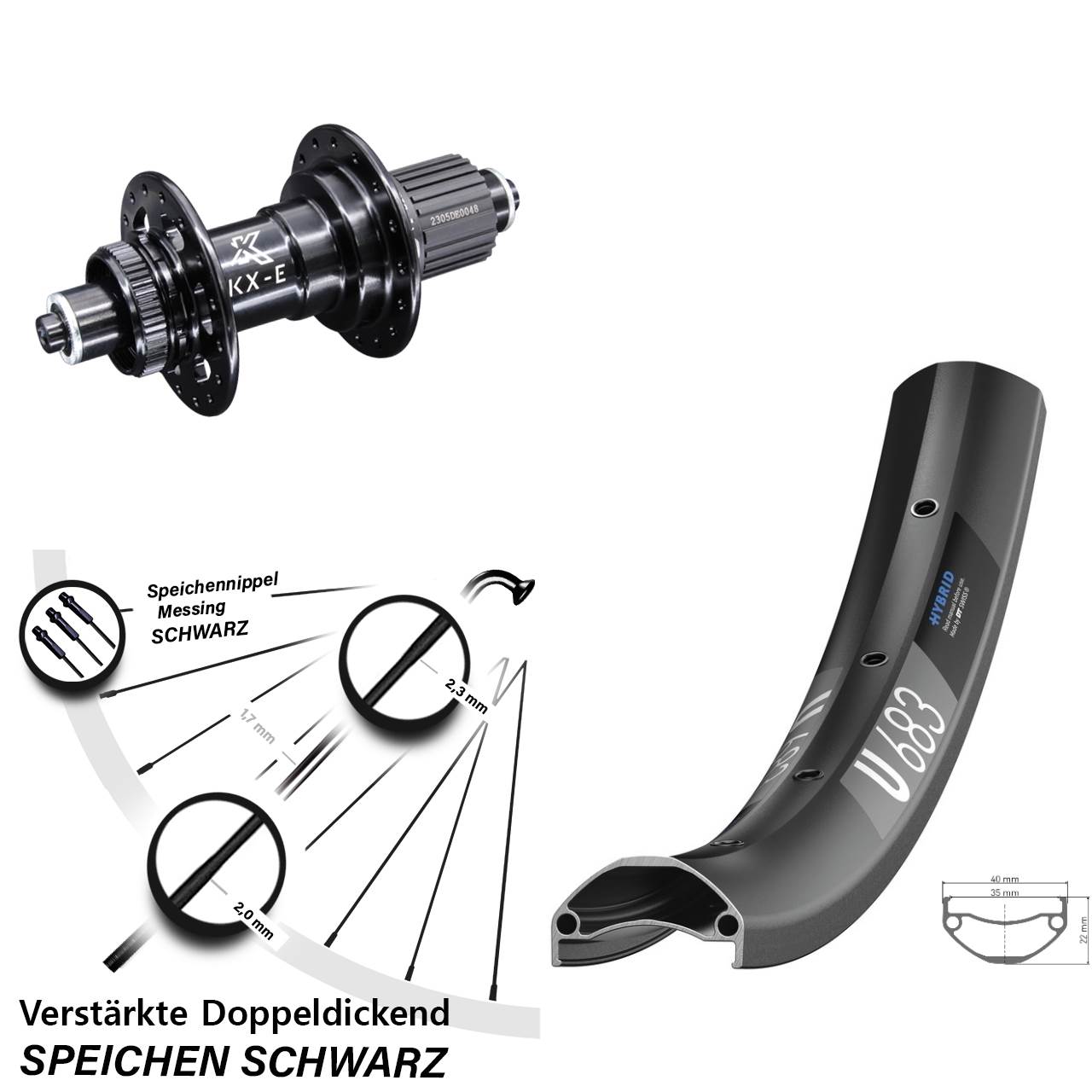 27,5 Zoll Hinterrad KX-E Centerlock Micro Spline DT Swiss U 683 Disc Shimano