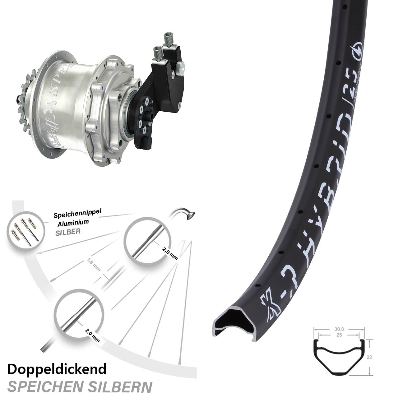 KX-R Hybrid 25 Rohloff Speedhub CC DB OEM 650B Disc Hinterrrad