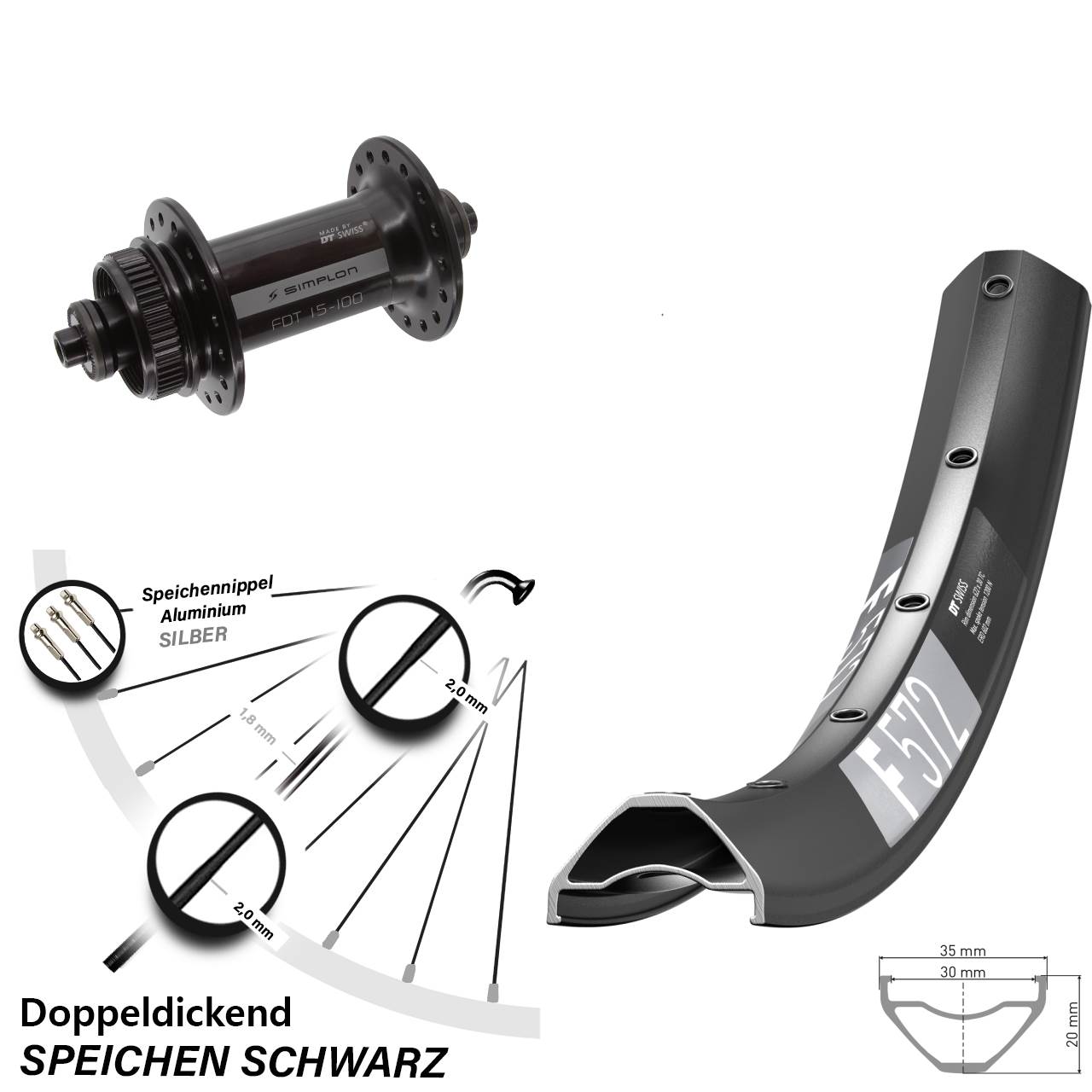 Vorderrad Centerlock 29 Zoll DT Swiss F 572-370 für Schnellspanner