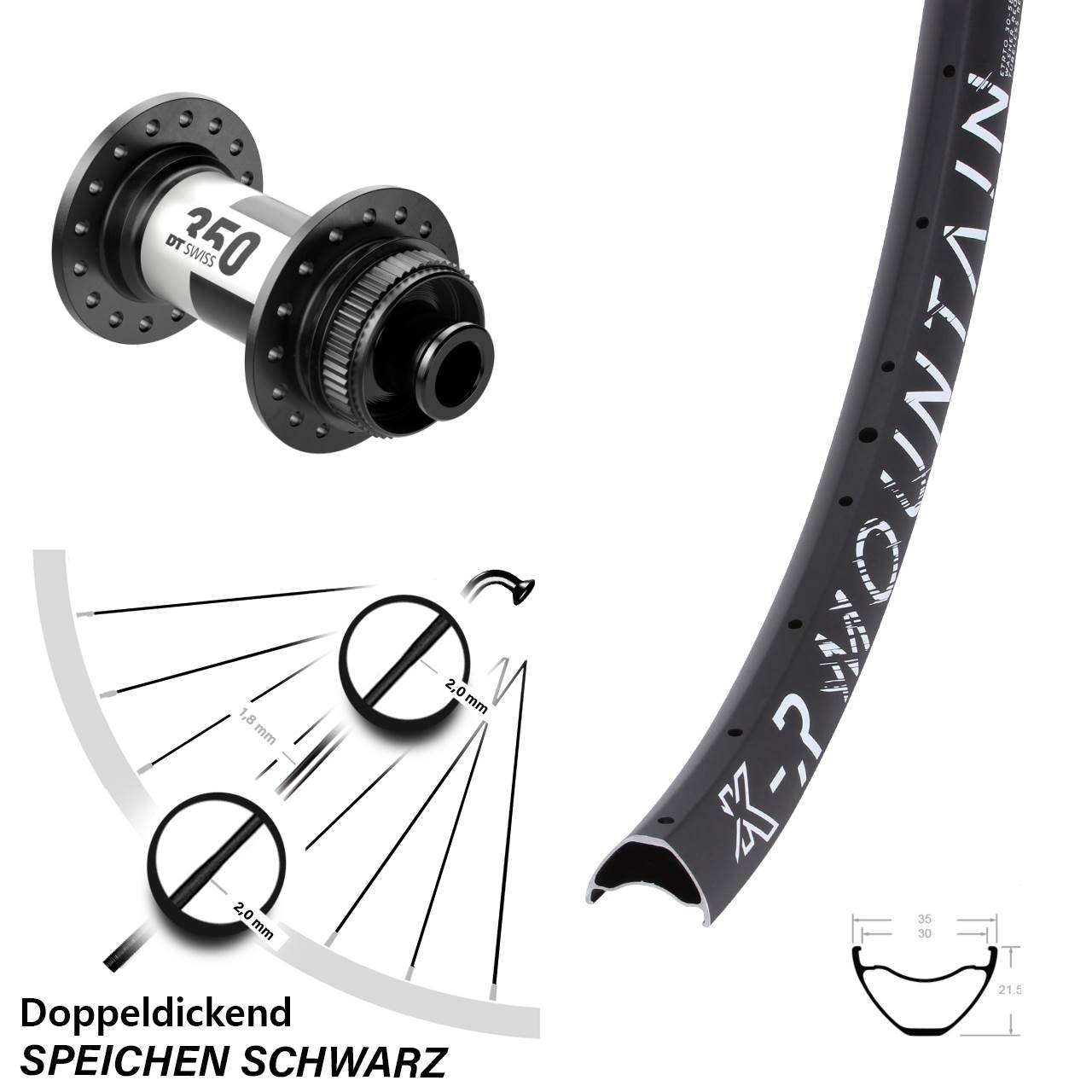 27,5 Zoll KX-R Mountain DT Swiss 350 Disc Vorderrad 12x100