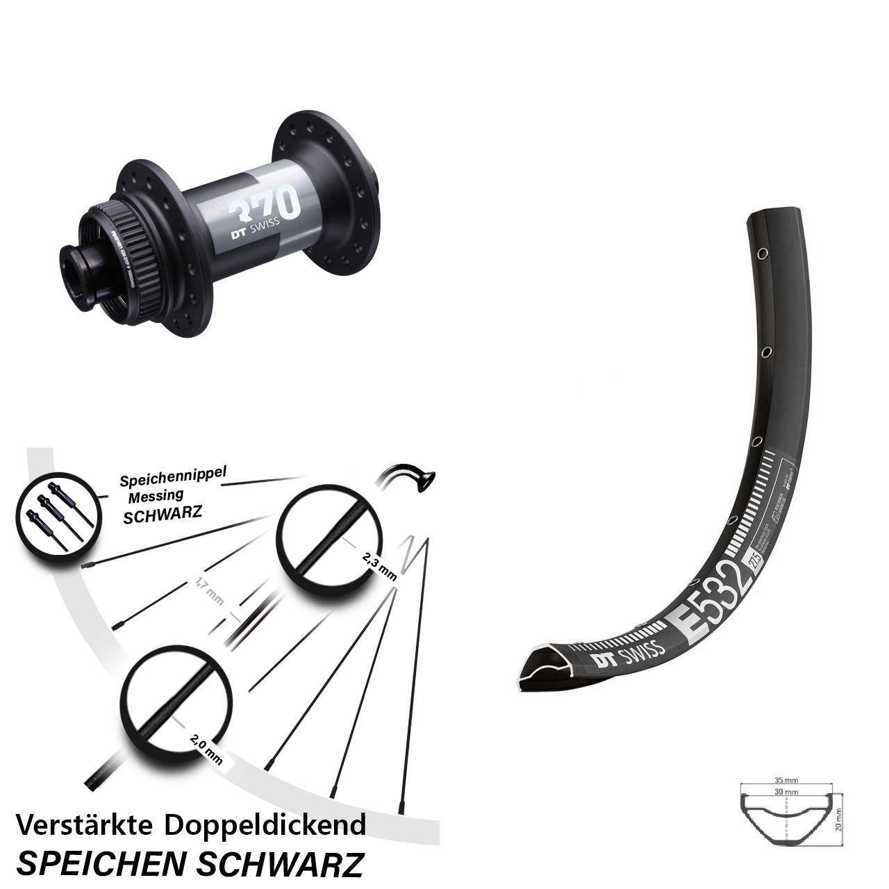 Disc Laufrad 27,5 Zoll DT Swiss E532-370 15x100