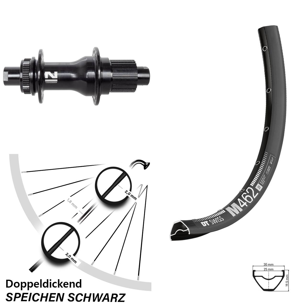 Disc Laufrad 12x142 650B DT Swiss M462 Novatec D792 Shimano Micro Spline