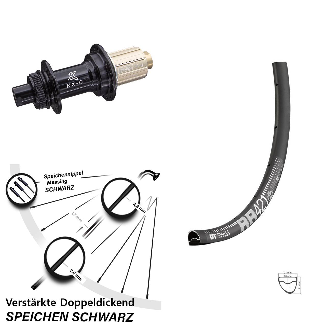 Disc Hinterrad 28 Zoll DT Swiss RR 421 KX-G 8-12 fach HG 12x142