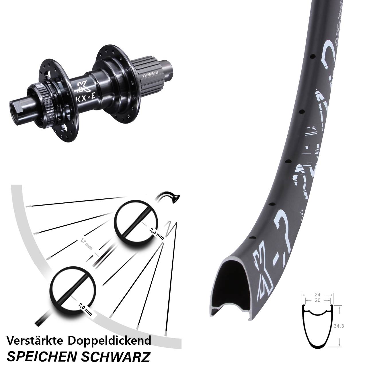 Disc Hinterrad 12x142 28 Zoll KX-R Road E-Bike Shimano Micro Spline