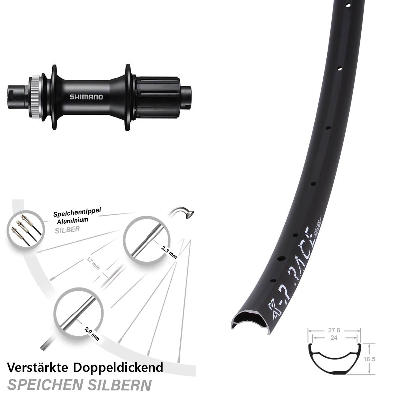 Hinterrad Centerlock 28-29 Zoll KX-R Race Shimano FH-MT400 8-11 fach HG 12x142