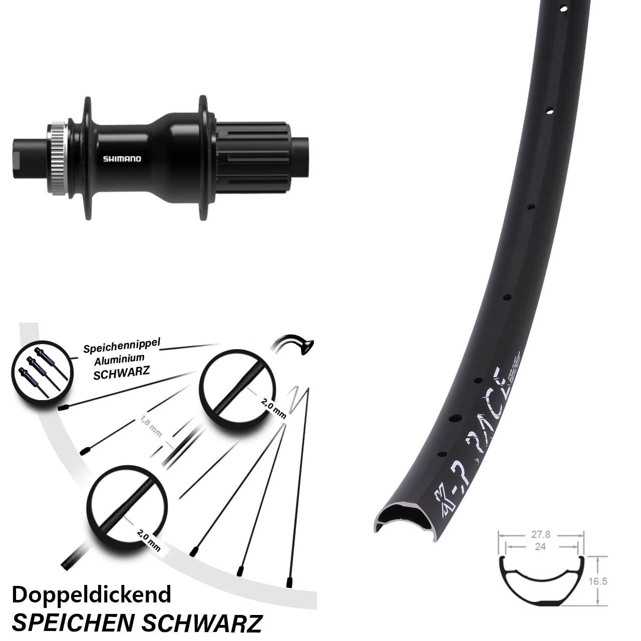 Disc Laufrad 29 Zoll KX-R Race Shimano FH-TC500 11-12 fach 12x142