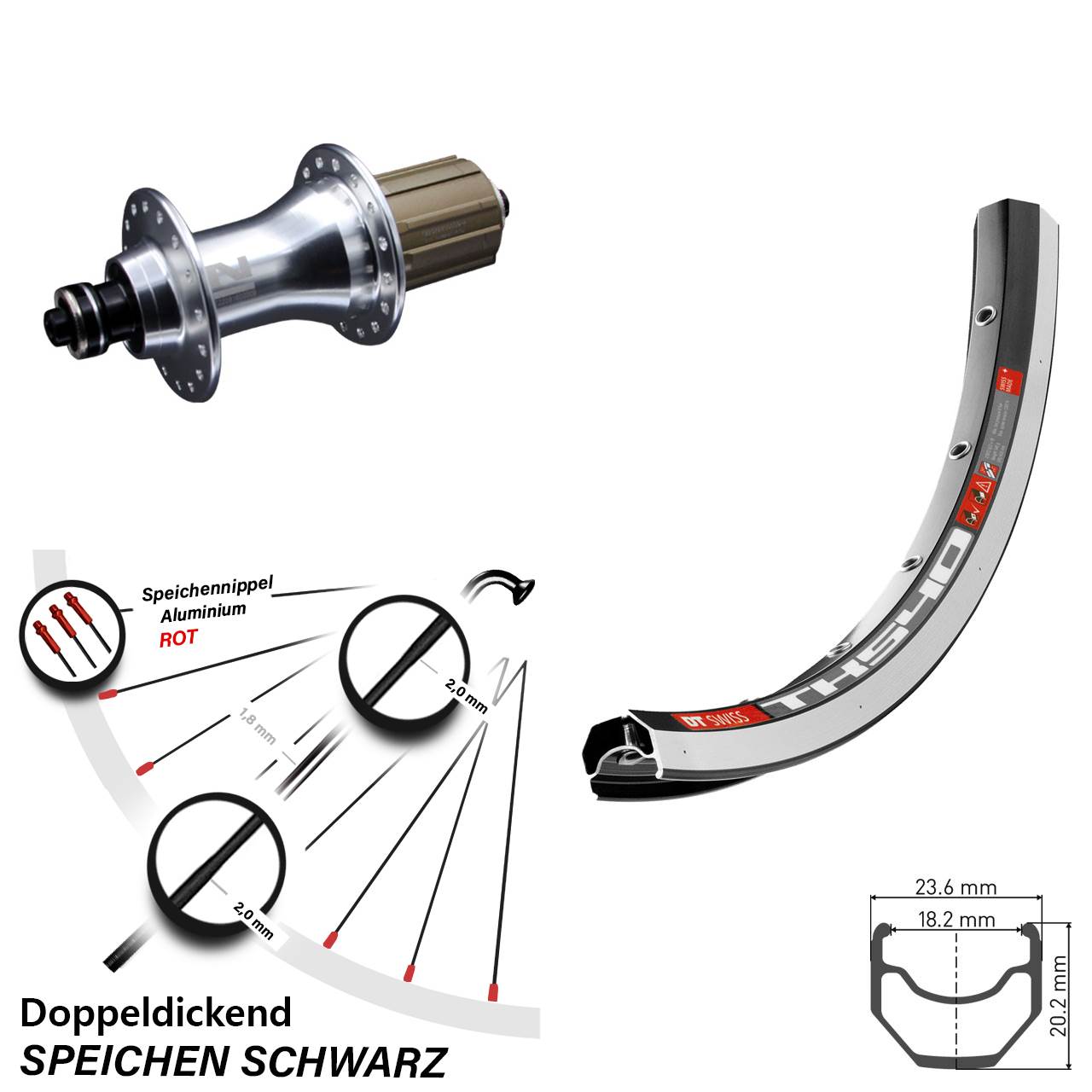 28 Zoll Laufrad DT Swiss TK 540 5x130 mm Novatec 8-12 fach