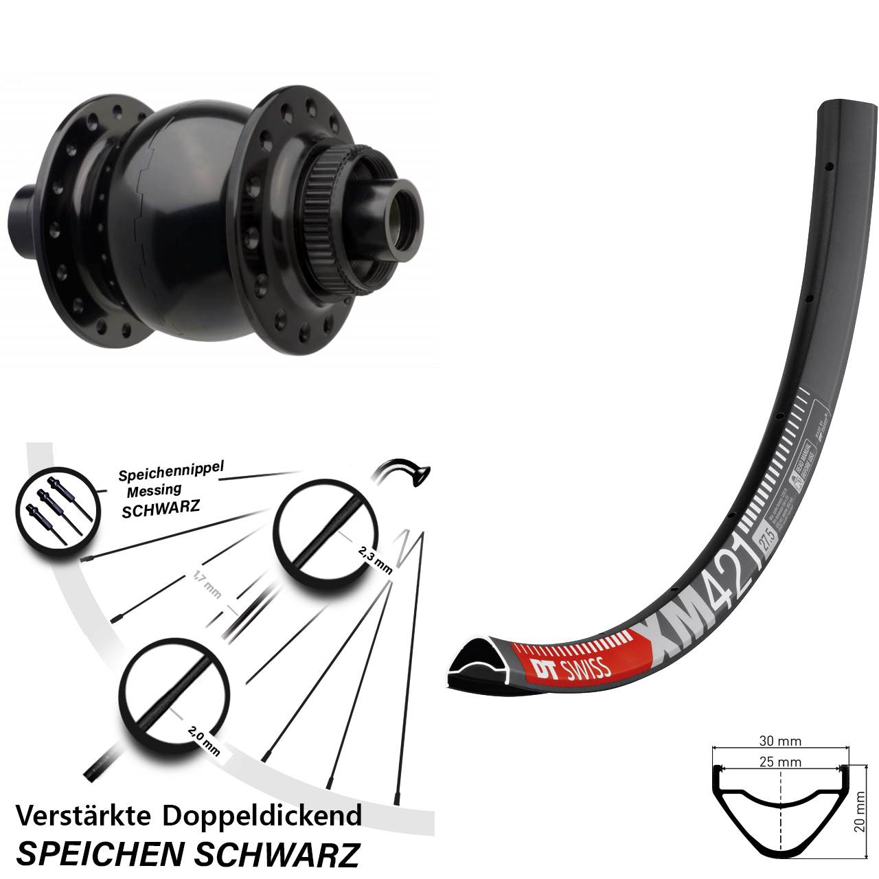 Boost Nabendynamovorderrad Centerlock 15x110 29 Zoll DT Swiss XM 421 SON 28