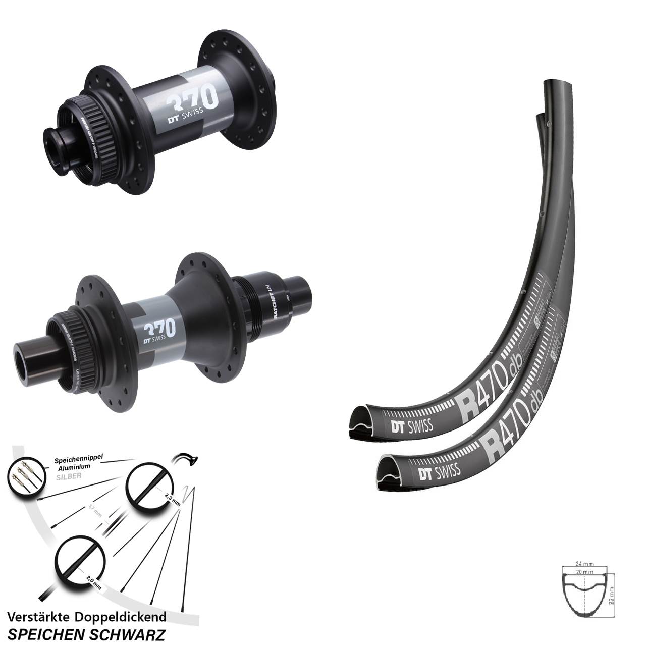 Laufradsatz Centerlock 12x100/142 28 Zoll DT Swiss R470-370 Road XDR