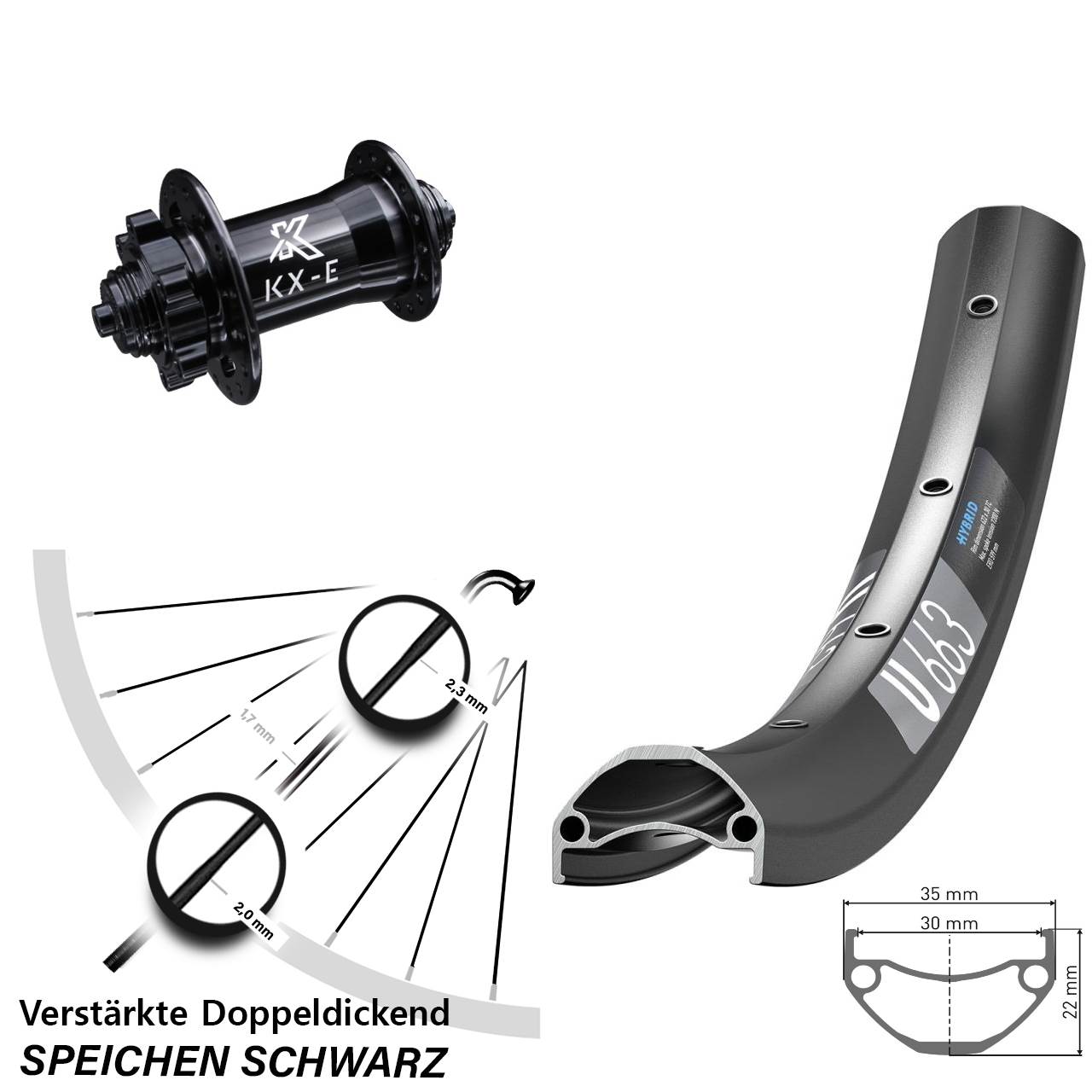 20 Zoll DT Swiss U663 KX-E Disc Vorderrad für Schnellspanner
