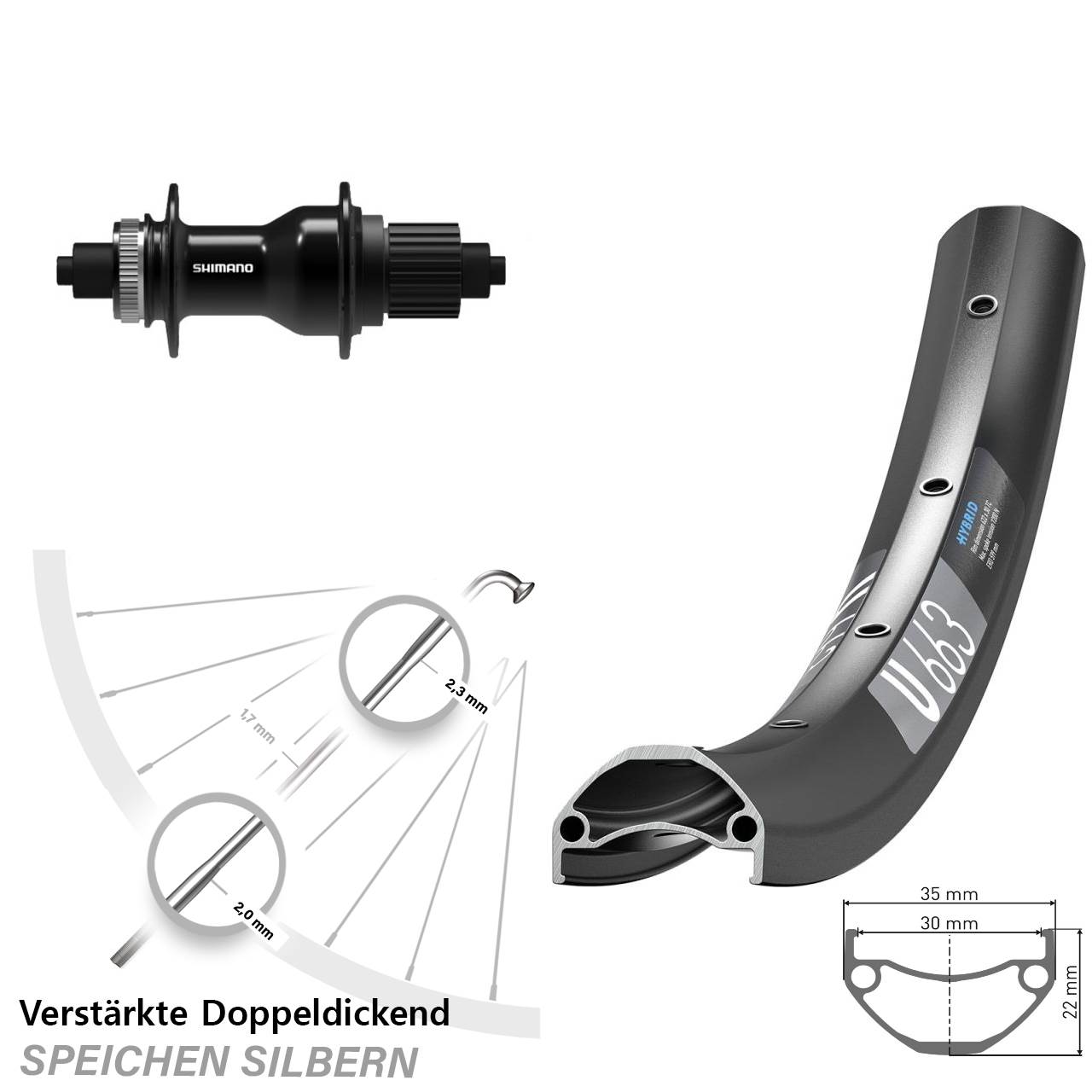 29 Zoll DT Swiss U663 Shimano FH-QC500 Hinterrad Centerlock QR Micro Spline