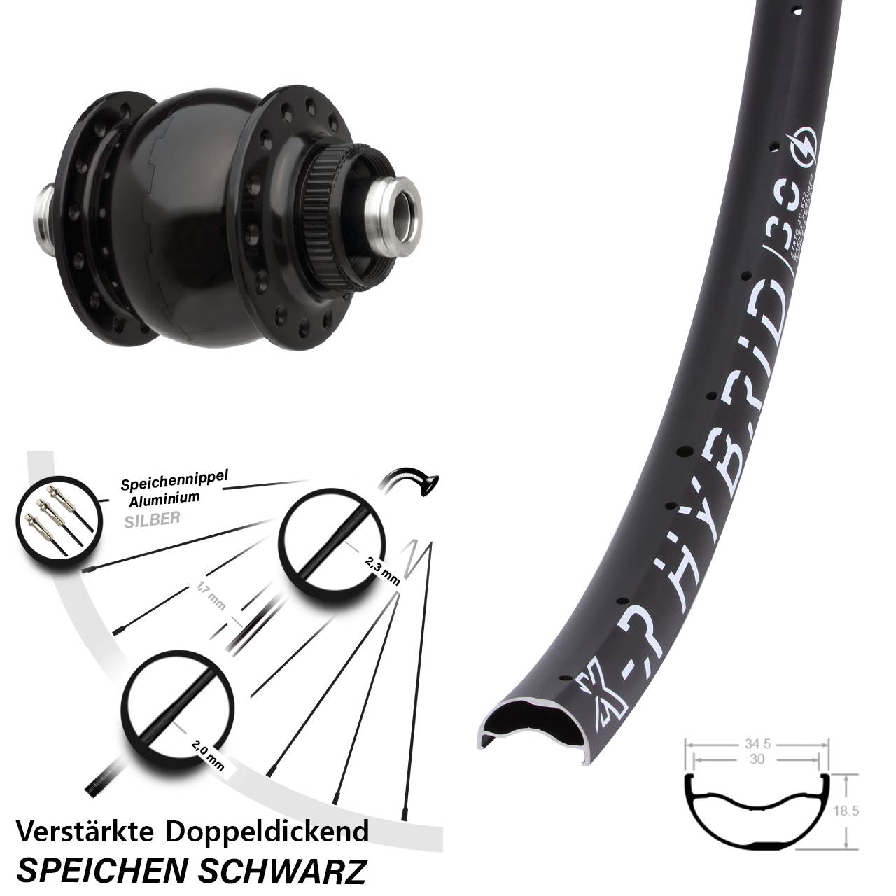 Centerlock Vorderrad mit Dynamo 29 Zoll KX-R Hybrid 30 SON 28 12x100