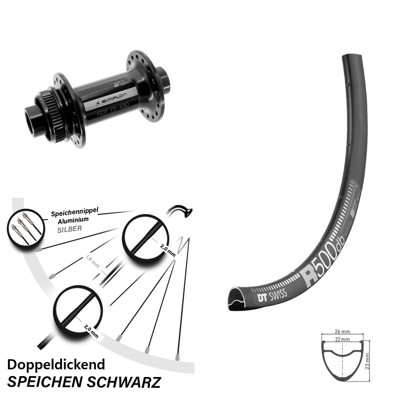 DT Swiss R500-370 28 Zoll Vorderrad 12x100 Centerlock