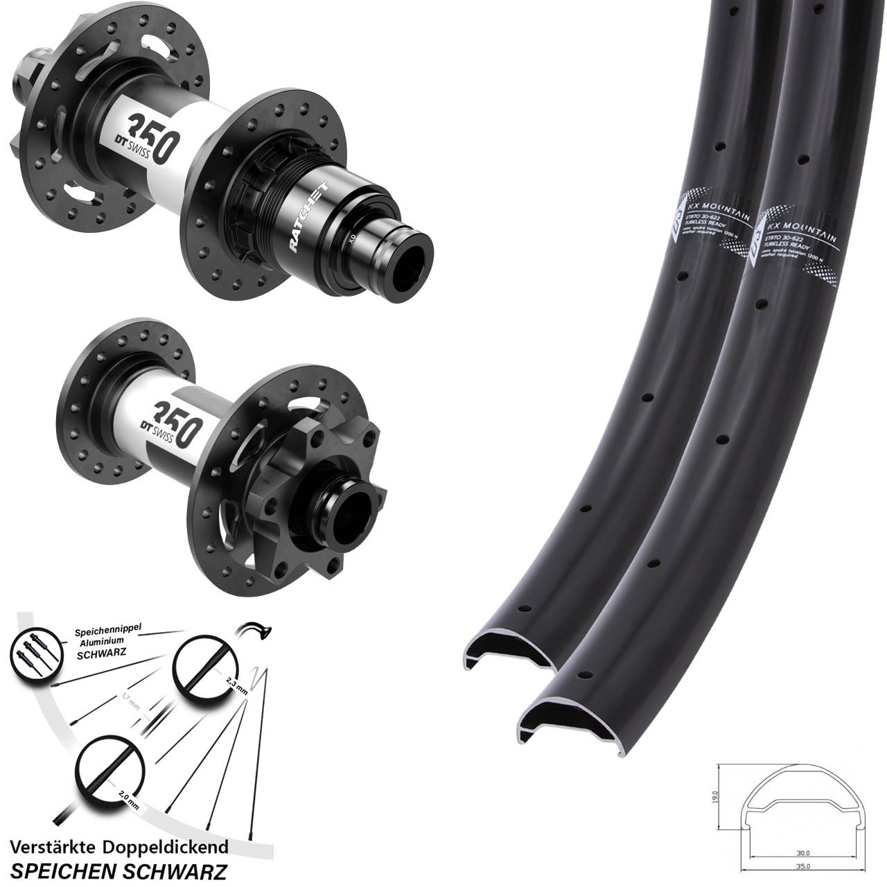 6-Loch Laufradsatz 29 Zoll KX Mountain DT Swiss 350 XD 15x110 12x148 Boost