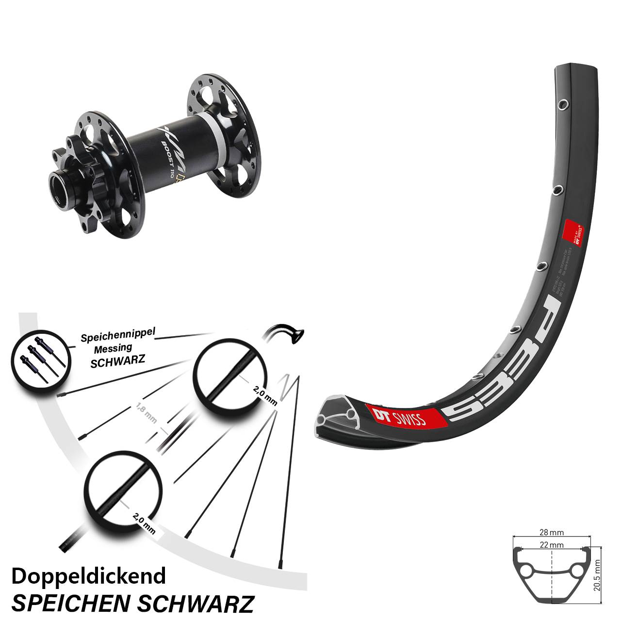Disc Vorderrad 650B DT Swiss 533d Miche XMH 550 15x110 Boost