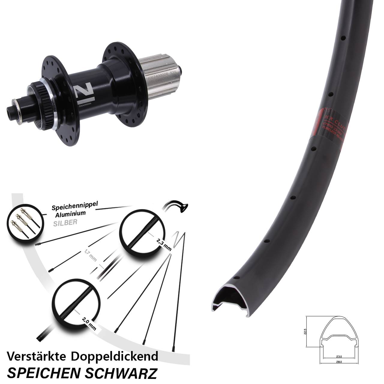 27,5 Zoll KX Clue Novatec D042SB Centerlock Hinterrad QR 8-12 fach HG
