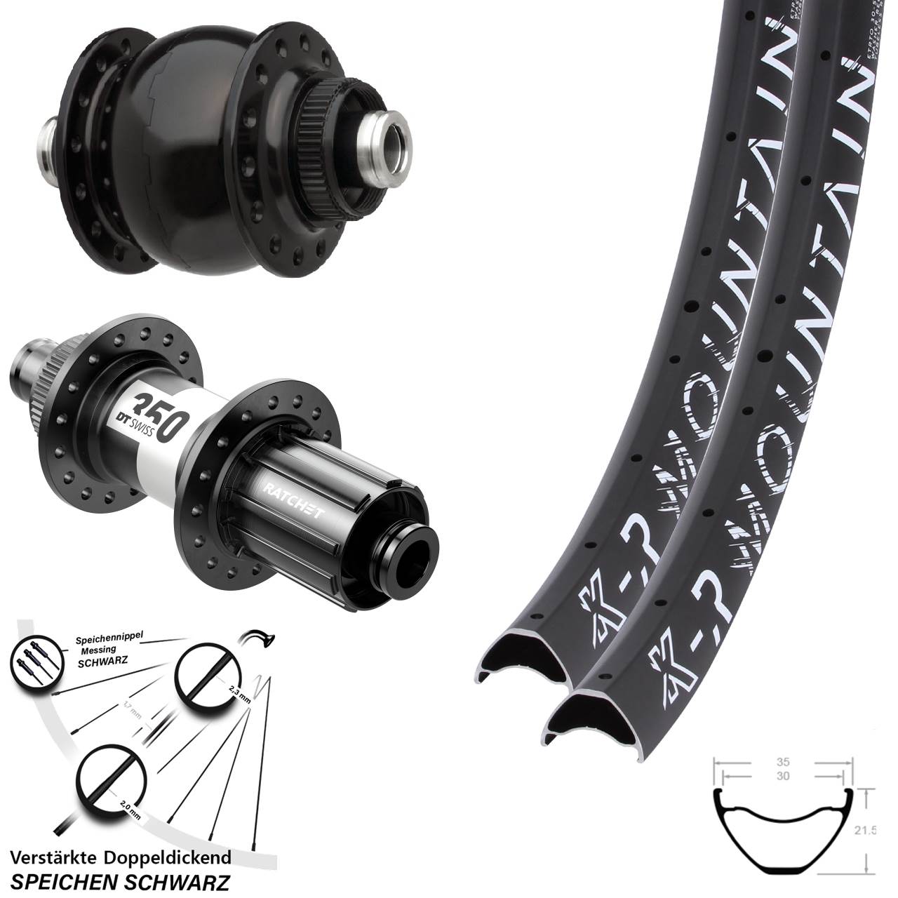 27,5 Zoll KX-R Mountain SON delux DT Swiss 350 HG Centerlock Laufradsatz 12x100/142