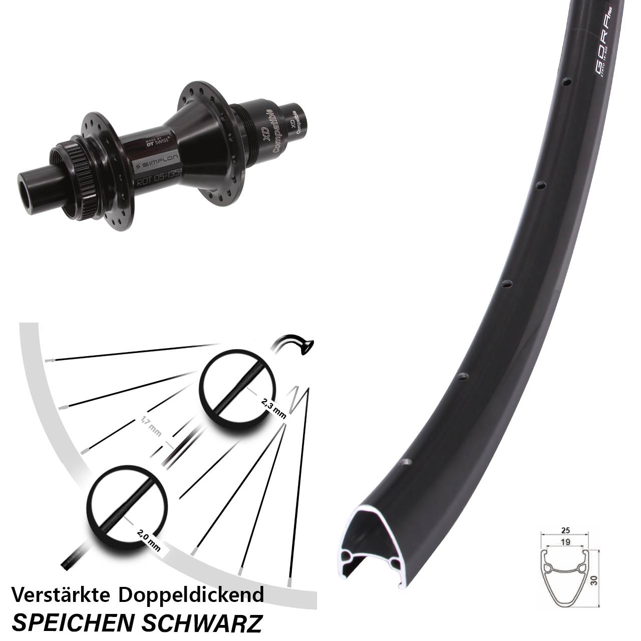 Hinterrad Centerlock 28 Zoll Gora Plus DT Swiss 370 XD 11-12 fach 12x142