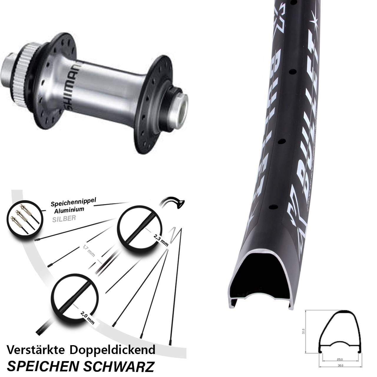 Disc Vorderrad 29 Zoll KX Bullet OS Shimano RS770 12x100