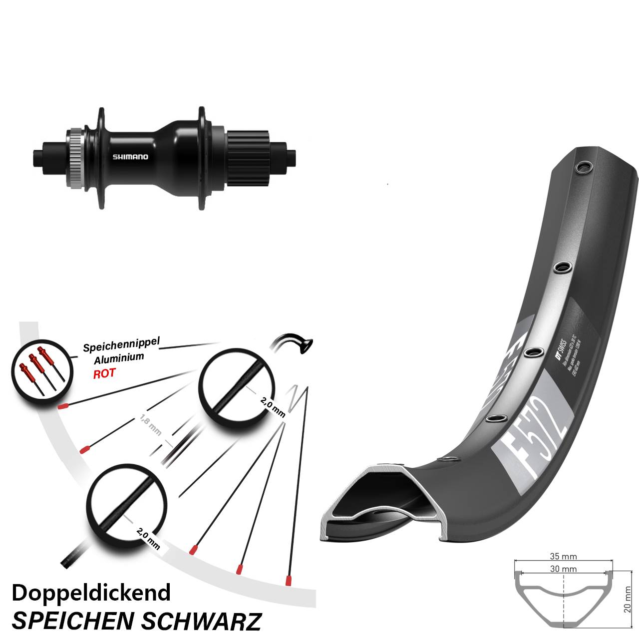 DT Swiss F 572 Shimano FH-QC500 650B Centerlock Hinterrad QR Micro Spline
