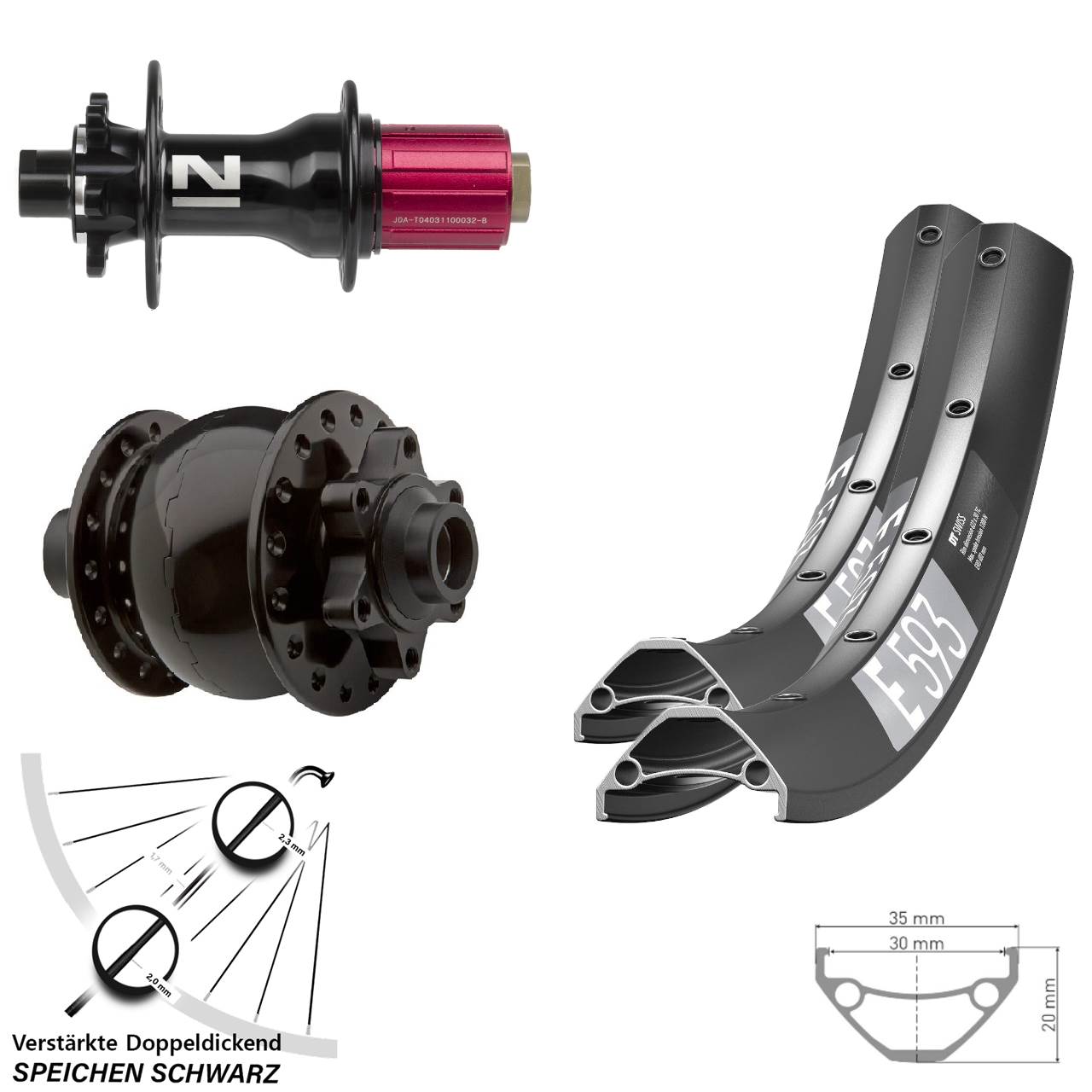 Laufradsatz 6-Loch 29 Zoll DT Swiss E593 Novatec Superlight SON 28 8-12 fach 15x100 12x142