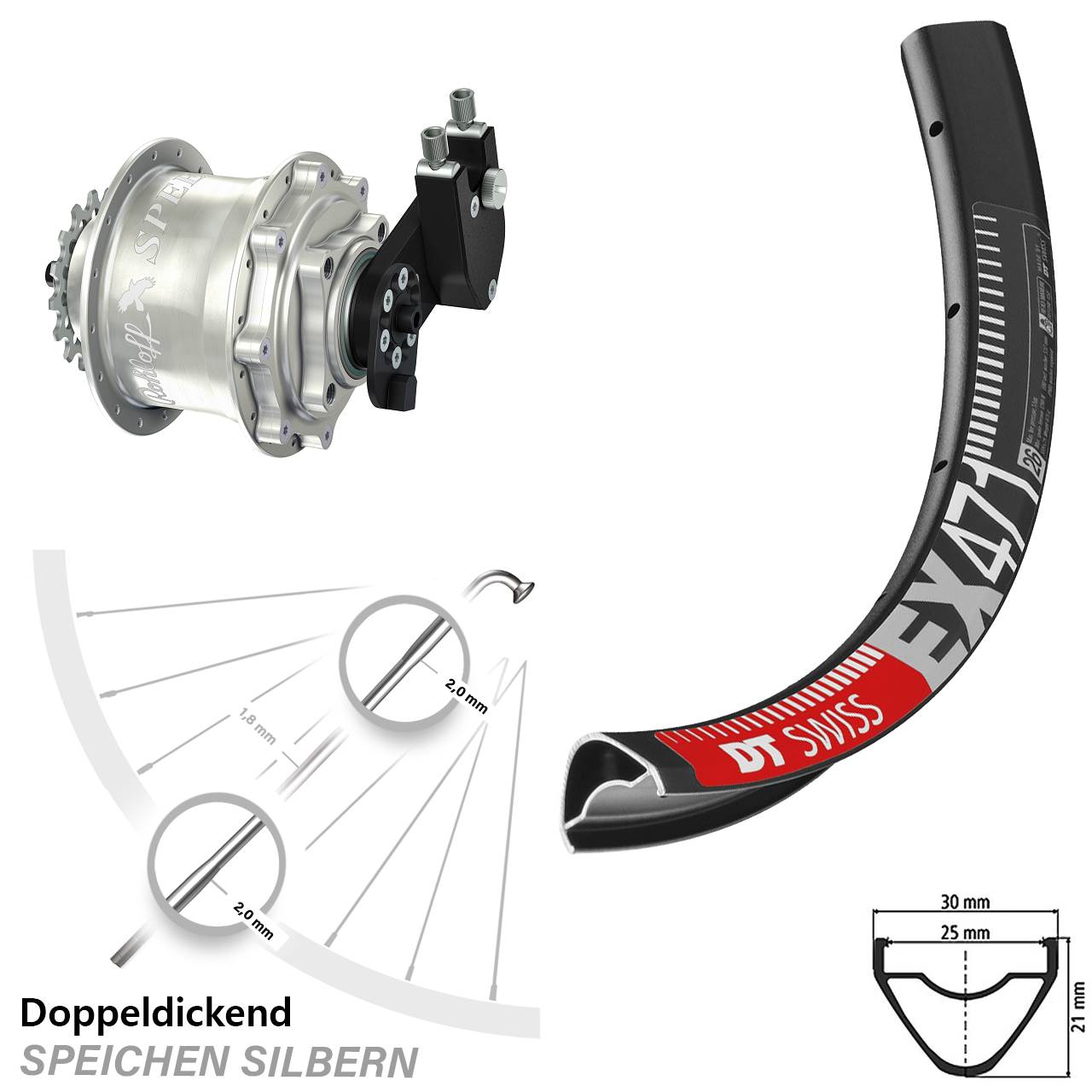 DT Swiss EX471 Rohloff CC DB OEM Tandem 27,5 Zoll Disc Hinterrrad