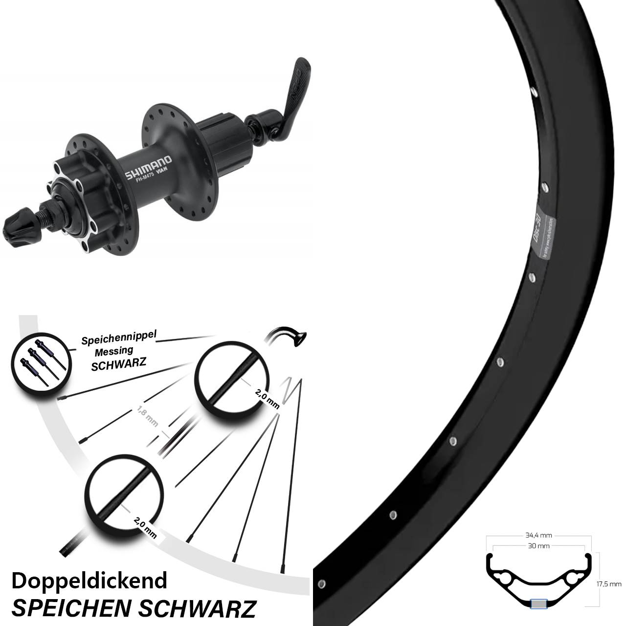 Hinterrad 29 Zoll Ryde Disc 30 Shimano Alivio